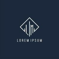 LM initial logo with luxury rectangle style design vector