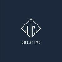 LC initial logo with luxury rectangle style design vector