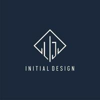 LJ initial logo with luxury rectangle style design vector