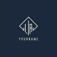 LR initial logo with luxury rectangle style design vector