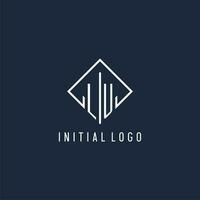 lu inicial logo con lujo rectángulo estilo diseño vector