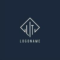 LT initial logo with luxury rectangle style design vector