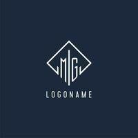 MG initial logo with luxury rectangle style design vector