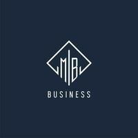 MB initial logo with luxury rectangle style design vector