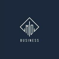 MO initial logo with luxury rectangle style design vector