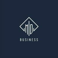 MO initial logo with luxury rectangle style design vector