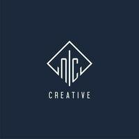 NC initial logo with luxury rectangle style design vector