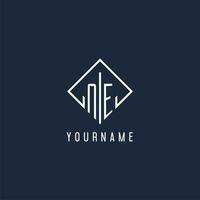 NE initial logo with luxury rectangle style design vector