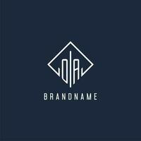 OA initial logo with luxury rectangle style design vector