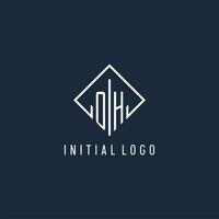 Oh inicial logo con lujo rectángulo estilo diseño vector
