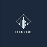 OK initial logo with luxury rectangle style design vector