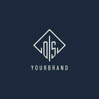 OS initial logo with luxury rectangle style design vector