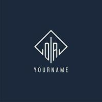 OR initial logo with luxury rectangle style design vector