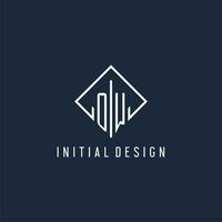 OW initial logo with luxury rectangle style design vector