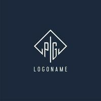 PG initial logo with luxury rectangle style design vector