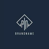 PN initial logo with luxury rectangle style design vector