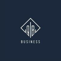 QB initial logo with luxury rectangle style design vector