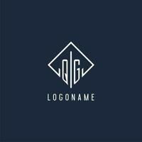 QG initial logo with luxury rectangle style design vector