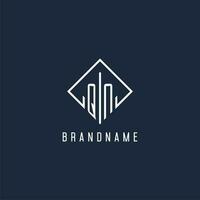 QN initial logo with luxury rectangle style design vector