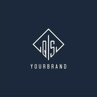 QS initial logo with luxury rectangle style design vector
