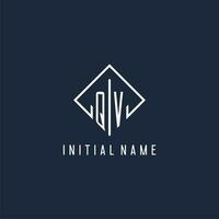 QV initial logo with luxury rectangle style design vector