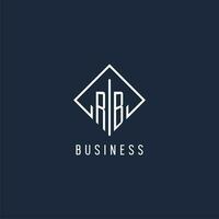RB initial logo with luxury rectangle style design vector