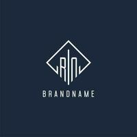 RN initial logo with luxury rectangle style design vector