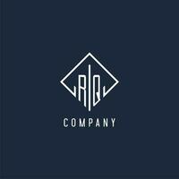 RQ initial logo with luxury rectangle style design vector