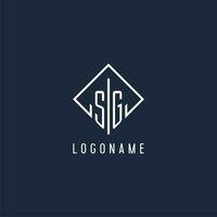 SG initial logo with luxury rectangle style design vector