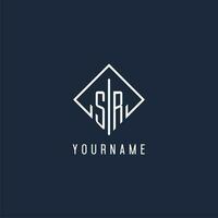 SR initial logo with luxury rectangle style design vector