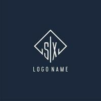 SX initial logo with luxury rectangle style design vector