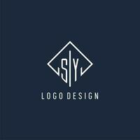 SY initial logo with luxury rectangle style design vector