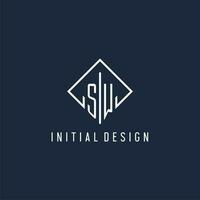 SW initial logo with luxury rectangle style design vector