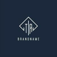 TA initial logo with luxury rectangle style design vector