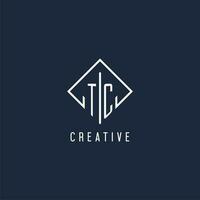 TC initial logo with luxury rectangle style design vector