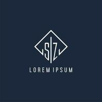 SZ initial logo with luxury rectangle style design vector