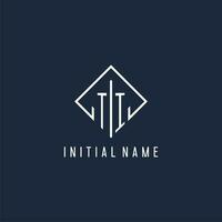 TI initial logo with luxury rectangle style design vector