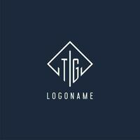 TG initial logo with luxury rectangle style design vector