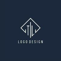 TL initial logo with luxury rectangle style design vector