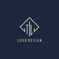 TL initial logo with luxury rectangle style design vector