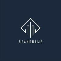 TN initial logo with luxury rectangle style design vector