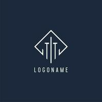 TT initial logo with luxury rectangle style design vector