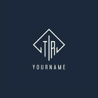 TR initial logo with luxury rectangle style design vector