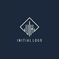 Oh inicial logo con lujo rectángulo estilo diseño vector