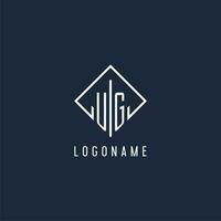 UG initial logo with luxury rectangle style design vector