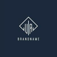 UA initial logo with luxury rectangle style design vector