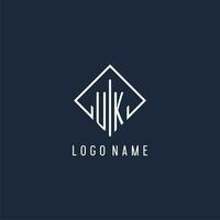 UK initial logo with luxury rectangle style design vector