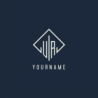 UR initial logo with luxury rectangle style design vector