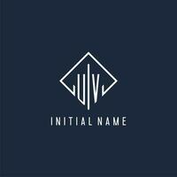 UV initial logo with luxury rectangle style design vector