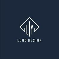 UY initial logo with luxury rectangle style design vector